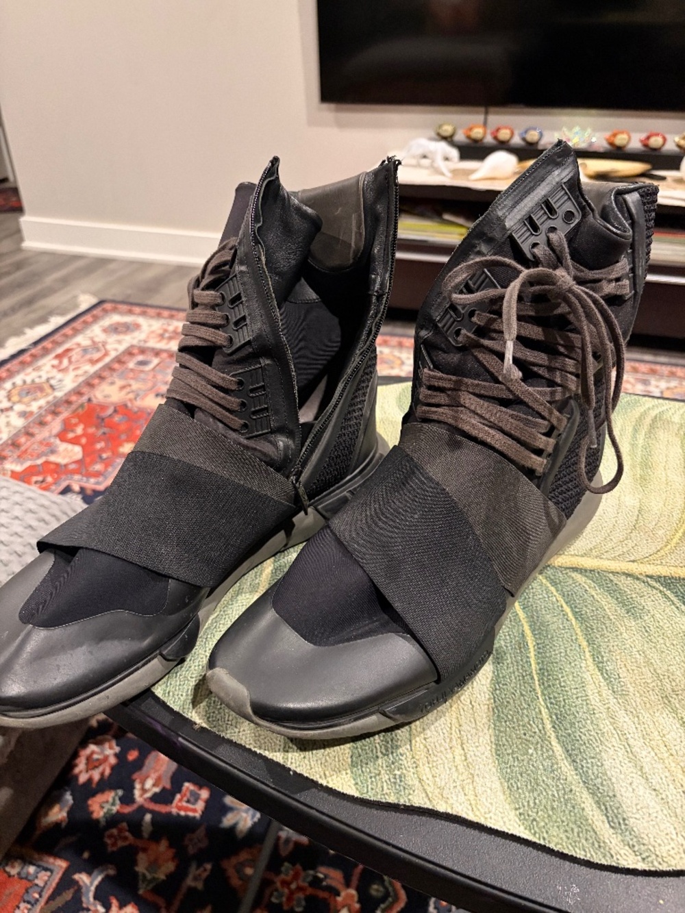 Yohji Yamamoto Y-3 x Adidas High Leather Zip Qasa Boot